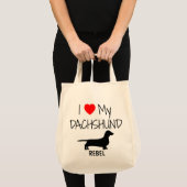 Custom Ik hou van mijn teckel Canvas tas (Voorkant (product))