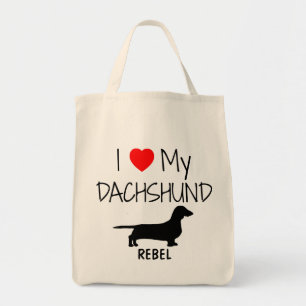 Custom Ik hou van mijn teckel Canvas tas