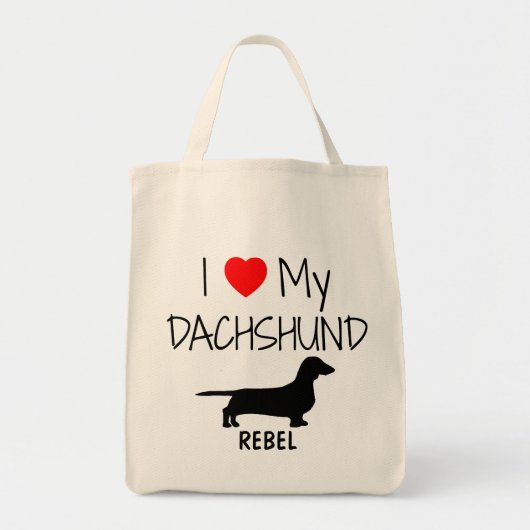 Custom Ik hou van mijn teckel Canvas tas (Voorkant)