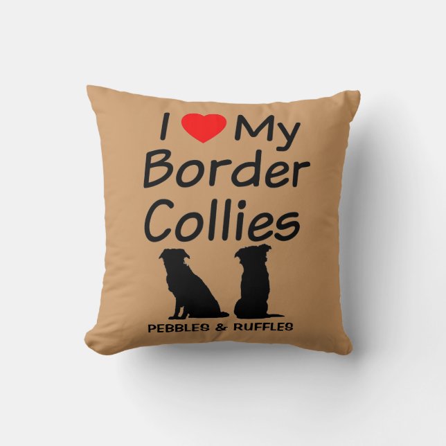 Custom Ik hou van mijn twee Border Collie honden Kussen (Voorkant)
