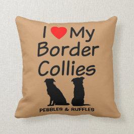 Custom Ik hou van mijn twee Border Collie honden Kussen