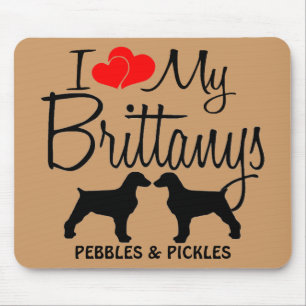 Custom Ik hou van mijn twee Brittanys Muismat