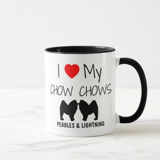 Custom Ik hou van mijn twee Chow Chows Mok (Rechts)