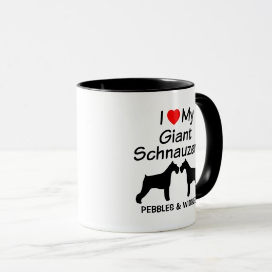 Custom Ik hou van mijn twee gigantische Schnauzer  Mok (Voorkant rechts)