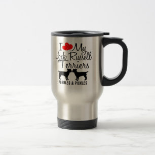 Custom Ik hou van mijn twee Jack Russell Terriers  Reisbeker