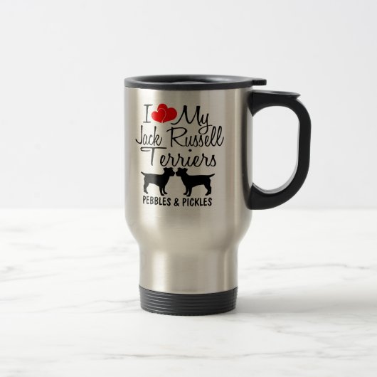 Custom Ik hou van mijn twee Jack Russell Terriers  Reisbeker (Rechts)
