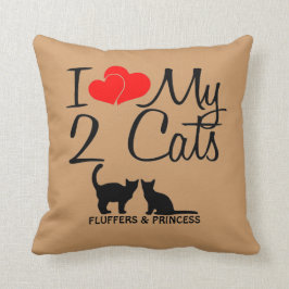 Custom Ik hou van mijn twee katten Kussen
