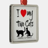 Custom Ik hou van mijn twee katten Metalen Ornament (Rechts)