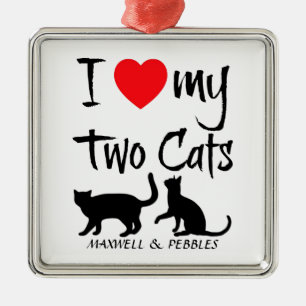 Custom Ik hou van mijn twee katten Metalen Ornament