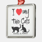 Custom Ik hou van mijn twee katten Metalen Ornament (Links)