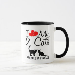 Custom Ik hou van mijn twee katten Mok