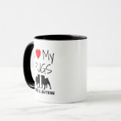 Custom Ik hou van mijn twee mopshonden Mok (Voorkant links)