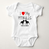 Custom Ik hou van mijn twee pitbulls Romper (Voorkant)