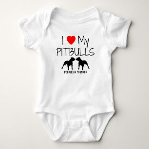 Custom Ik hou van mijn twee pitbulls Romper