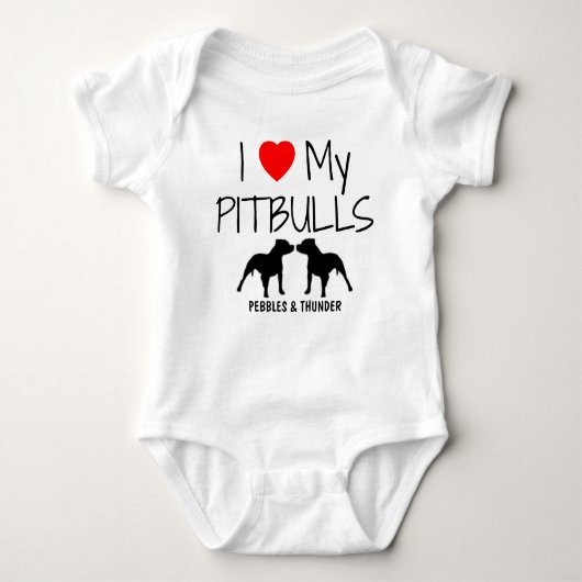 Custom Ik hou van mijn twee pitbulls Romper (Voorkant)