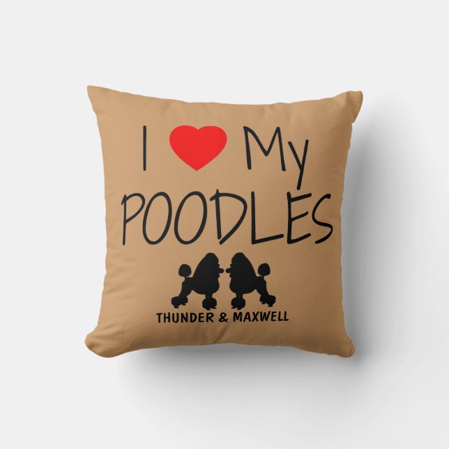 Custom Ik hou van mijn twee poedels Kussen (Voorkant)