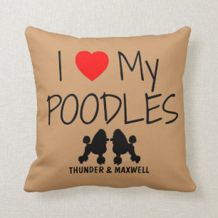 Custom Ik hou van mijn twee poedels Kussen