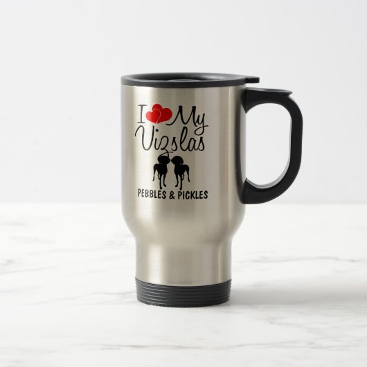 Custom Ik hou van mijn twee Vizslas Mok (Rechts)