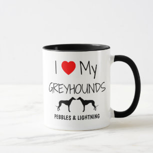 Custom Ik hou van mijn twee windhonden Mok