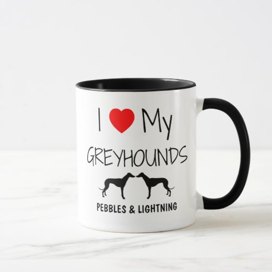 Custom Ik hou van mijn twee windhonden Mok (Rechts)
