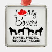 Custom Ik hou van mijn vier boksers Metalen Ornament (Voorkant)