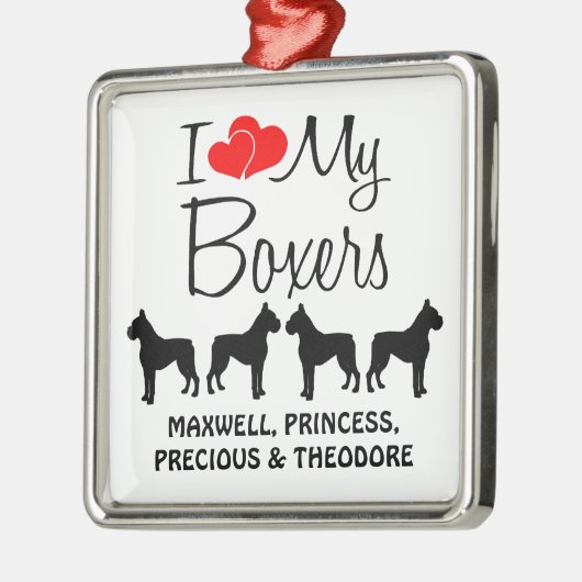 Custom Ik hou van mijn vier boksers Metalen Ornament (Links)