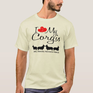 Custom Ik hou van mijn vier Corgi's T-shirt