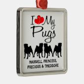 Custom Ik hou van mijn vier mopjes Metalen Ornament (Rechts)