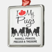 Custom Ik hou van mijn vier mopjes Metalen Ornament (Links)