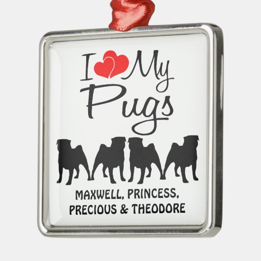 Custom Ik hou van mijn vier mopjes Metalen Ornament (Links)