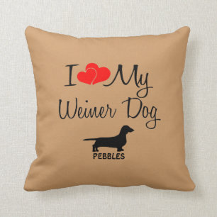 Custom Ik hou van mijn Weiner hond Kussen