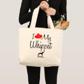 Custom Ik hou van mijn Whippet Bag Grote Tote Bag (Voorkant (product))
