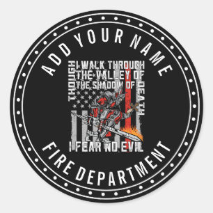 Custom Ik vrees geen kwaad brandweerman kruisvaard Ronde Sticker