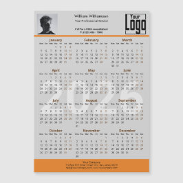 Custom Image Logo Gray Orange 2026 Calendar Magnet