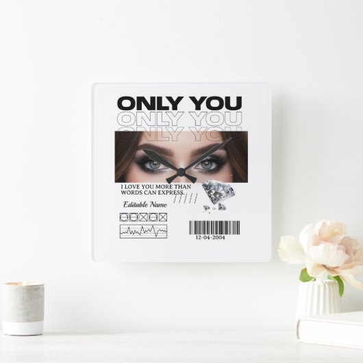 Custom Image & Text | Personalized Vierkante Klok (Huis)