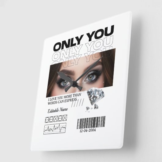 Custom Image & Text | Personalized Vierkante Klok (Hoek)