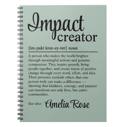 Custom Impact Creator Definition Appreciation Notitieboek (Voorkant)