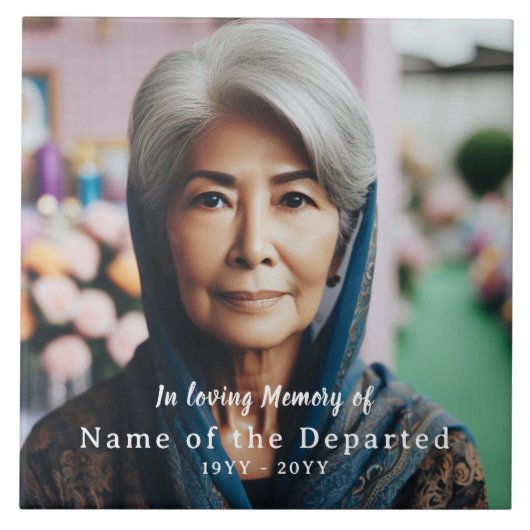 Custom In Loving Memory Keepsake Photo Name Dates Tegeltje (Voorkant)