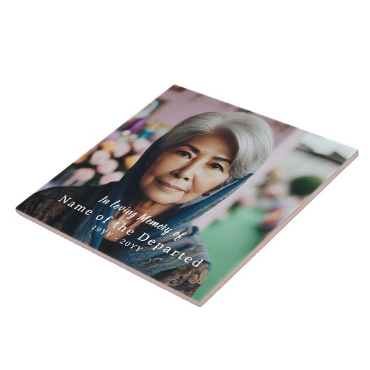 Custom In Loving Memory Keepsake Photo Name Dates Tegeltje (Zijkant)