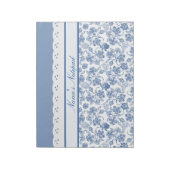 Custom Indigo Floral and Faux Lace Notitieblok (Linkerzijde)