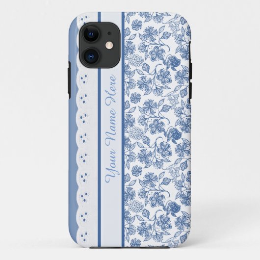 Custom Indigo Floral Faux Lace iPhone 5/5s Hoesje (Achterkant)