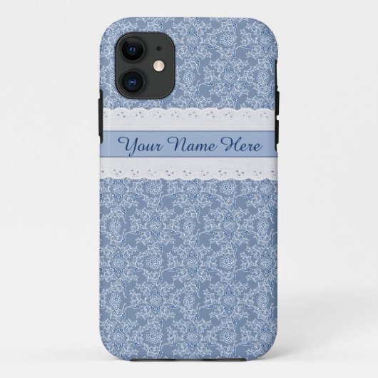 Custom Indigo Floral Faux Lace iPhone 5/5s Hoesje (Achterkant)