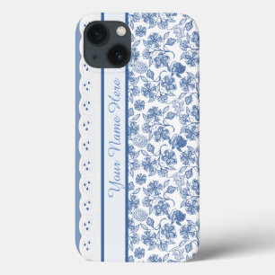 Custom Indigo Floral Faux Lace iPhone 6 Hoesje
