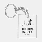 Custom Indoor Spinning Cycle Society Heartbeat Sleutelhanger (Voorkant Links)