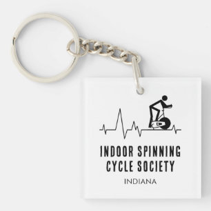 Custom Indoor Spinning Cycle Society Heartbeat Sleutelhanger