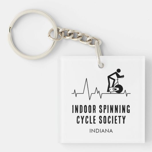 Custom Indoor Spinning Cycle Society Heartbeat Sleutelhanger (Voorkant)