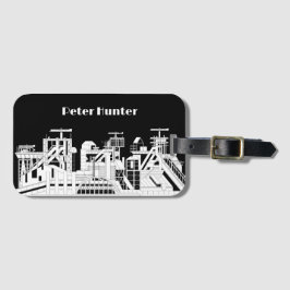 Custom Industrial Metallurgical Combine Silhouette Bagagelabel