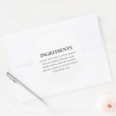 Custom Ingrediënten Zwart Wit Eenvoudig Ronde Sticker (Envelop)