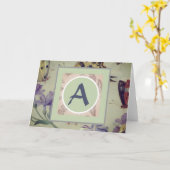 CUSTOM INITAL RETRO BUTTERFLIES GREETING CARD KAART (Gele Bloem)