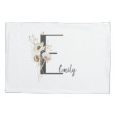 Custom Initiaal D Zwart & Wit Wildbloem Kussensloop (Achterkant)